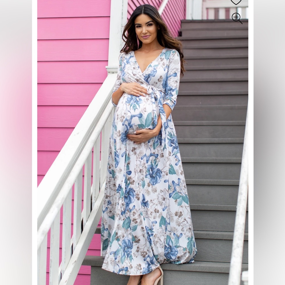 Pinkblush Floral Maxi Dress - Blue and Cream